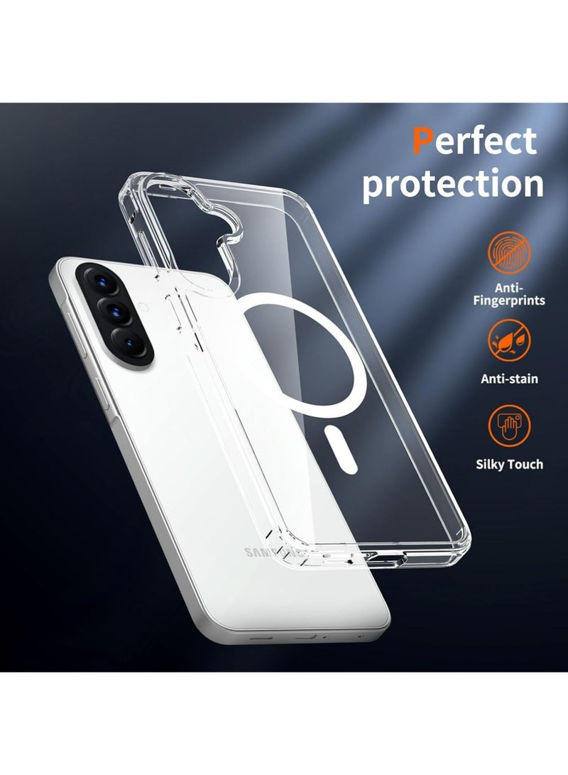 X-level Samsung Galaxy A57 Case with 2 HD Tempered Glass Screen Protector | 3-in-1 Bundle, MagSafe-Compatible Rugged Shockproof Cover, Anti-Yellowing Clear Bumper Case, Anti-Scratch & Anti-Fingerprint Design Mobile Accessories (Clear Magnetic) - Image 3